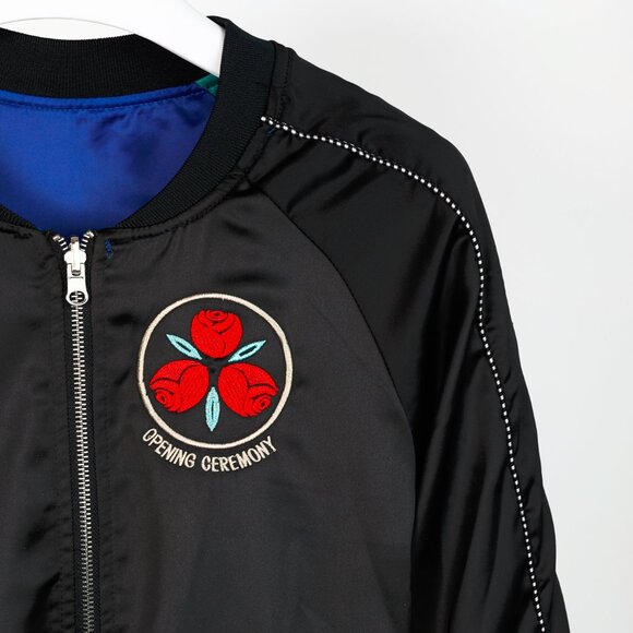 Opening Ceremony Reversible Blue & Black Embroidered Bomber Jacket - Picture 13 of 16